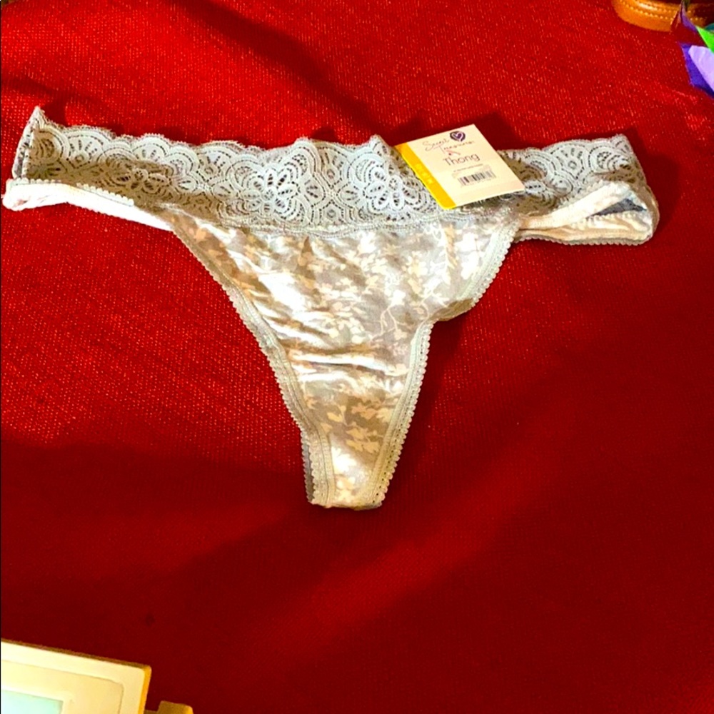 Gray lace top thong M 8-10